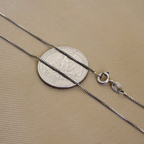 Vintage Silver Box Chain, Real 925 Sterling Silver, High Quality Silver Necklace - Picture 5 of 10